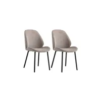 chaise maison et styles lot de 2 chaises repas 47x59,5x91 cm en tissu taupe - montea