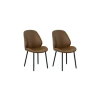 chaise maison et styles lot de 2 chaises repas 47x59,5x91 cm en pu marron et noir - montea