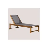 chaise longue - transat sklum transat inclinable en bois valerys gris armée 33 - 80 cm