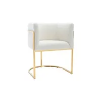 chaise pascal morabito chaise avec accoudoirs - tissu bouclette et acier inoxydable - blanc et doré - peria de