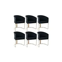 chaise pascal morabito lot de 6 chaises avec accoudoirs en velours et métal - noir et doré - josethe de
