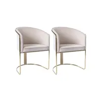chaise pascal morabito lot de 2 chaises avec accoudoirs en velours et métal - crème et doré - josethe de