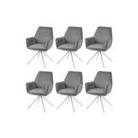 chaise mendler lot de 6 chaises de salle à manger hwc-g67 pivotante velours gris foncé inox