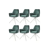 chaise mendler lot de 6 chaises de salle à manger hwc-g67 velours vert, inox