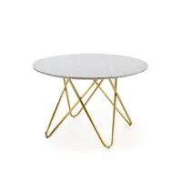 table à manger mso table de salle à manger ronde avec plateau aspect marbre et structure design en acier doré break