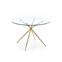 table à manger mso table de salle à manger ronde avec plateau verre de 110cm et pied métal doré around