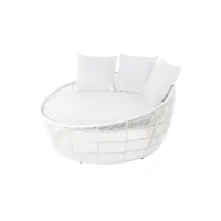 chaise longue - transat bigbuy chaise longue dido 160 x 160 x 76 cm rond blanc
