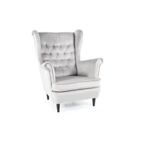 fauteuil de salon generique fauteuil bergère capitonné en velours gris clair jolt