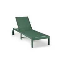 chaise longue - transat blumfeldt chaise longue de jardin - lucca - transat - 4 positions - bain de soleil - aluminium - toile de polyester hydrofuge - vert
