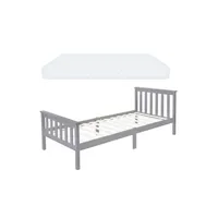 lit d'appoint non renseigné ml-design lit d'enfant simple 90x200 cm gris clair avec matelas à mousse froide polyester,