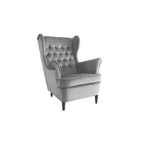 fauteuil de salon generique fauteuil bergère capitonné velours gris jolt
