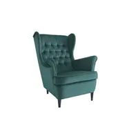 fauteuil de salon generique fauteuil bergère capitonné en velours vert jolt