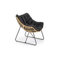 fauteuil de salon generique fauteuil lounge en rotin synthétique avec coussin et structure en métal bueno