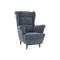 fauteuil de jardin vidaxl fauteuil à oreilles avec tabouret gris foncé velours