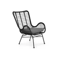 fauteuil de salon mso fauteuil lounge contemporain noir en rotin synthétique carnac