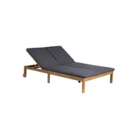 chaise longue - transat beau rivage transat bain de soleil de jardin bergame en bois d eucalyptus fsc avec coussins 2 personn