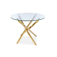 table de cuisine mso table design ronde verre et métal doré 90 cm weba