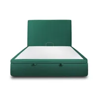 lit coffre 140x190cm avec tête de lit tapissier velours vert - hauteur totale : 39cm