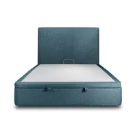 lit coffre 180x200cm avec tête de lit tapissier bouclette bleu - hauteur totale : 39cm