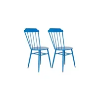 chaise de jardin aubry gaspard - chaise en métal laqué - samos (lot de 2) bleu majorelle