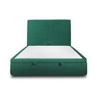 lit coffre 140x200cm avec tête de lit tapissier velours vert - hauteur totale : 39cm