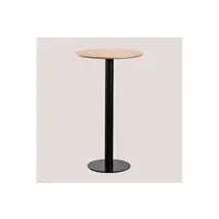 table de chevet sklum table haute de bar ronde en placage de frêne frappe noir ø60 cm 105 cm