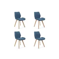 chaise akord lot de 4 chaises de salle à manger en tissu sj.0159 bleu marine