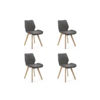 chaise akord lot de 4 chaises de salle à manger en tissu sj.0159 gris marron