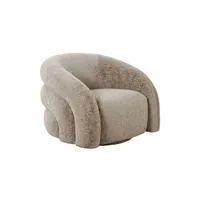 rocking chair altobuy bubble - fauteuil tissu velours texturé beige pivotant -