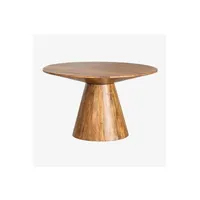 table à manger sklum table de salle à manger ronde en bois de manguier (ø140 cm) weymar bois foncé