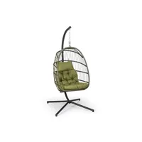 fauteuil suspendu - biarritz - fauteuil de jardin - charge max. 130kg - siège suspendu - pliable - pieds en aluminium - housse en polyester - vert