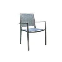 lot de 4 fauteuils de jardin empilable santorin en aluminium et textilène aspect teck gris