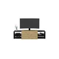 meubles tv maison et styles meuble tv modulable 194,5x39,9x49,2 cm noir et naturel