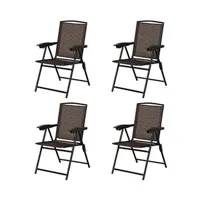fauteuil de jardin giantex lot de 4 chaises de jardin pliantes 82.5 x 54 x 90 cm