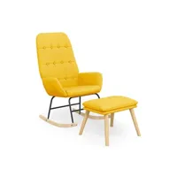 fauteuil de relaxation vidaxl chaise à bascule avec repose-pied jaune moutarde tissu