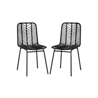 chaise de jardin homcom lot de 2 chaises de jardin style colonial piètement acier résine tressée aspect rotin noir