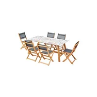 chaise de jardin bocarnea table et chaises de jardin charly - - 6 places 7 pièces