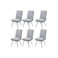 chaise mendler lot de 6 chaises de salle à manger hwc-g54 textile similicuir inox brossé gris