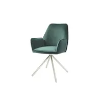 chaise mendler chaise de salle à manger hwc-g67 pivotante velours vert inox