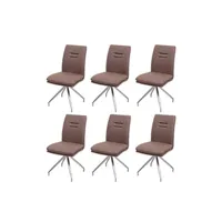 chaise mendler lot de 6 chaises de salle à manger hwc-h70 brun