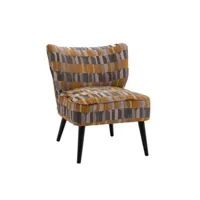 fauteuil de salon hellin fauteuil crapaud en tissu multicolore motifs géométriques - axel