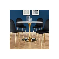 chaise maison et styles lot de 4 chaises 44x52x86 cm en velours noir et métal doré