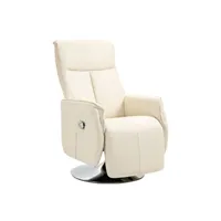 fauteuil de relaxation homcom fauteuil relax contemporain inclinable pivotant grand confort revêtement synthétique crème