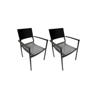 chaise de jardin meubletmoi lot de 2 chaises de jardin en aluminium et revêtement textilène - dola