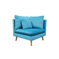 chauffeuse meubletmoi angle pour canapé modulable en velours bleu - lassie