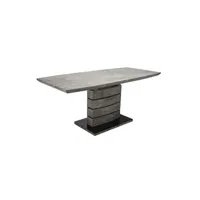 table à manger meubletmoi table de repas extensible 140/180 cm décor béton gris ciré - leandre