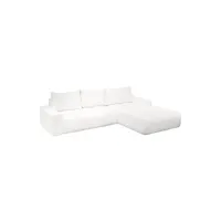 canapé d'angle meubletmoi canapé d'angle droit convertible tissu bouclette blanc l304 cm - volt