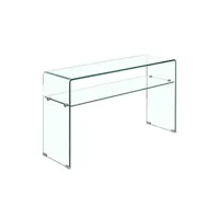 console meubletmoi console rectangulaire l100 cm en verre trempé et étagère vitrée - ice