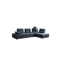 chauffeuse meubletmoi canapé d'angle réversible et modulable tissu bleu - lounge