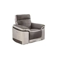 canapé droit meubletmoi fauteuil relaxation motorisé en tissu suédine bicolore taupe - clara